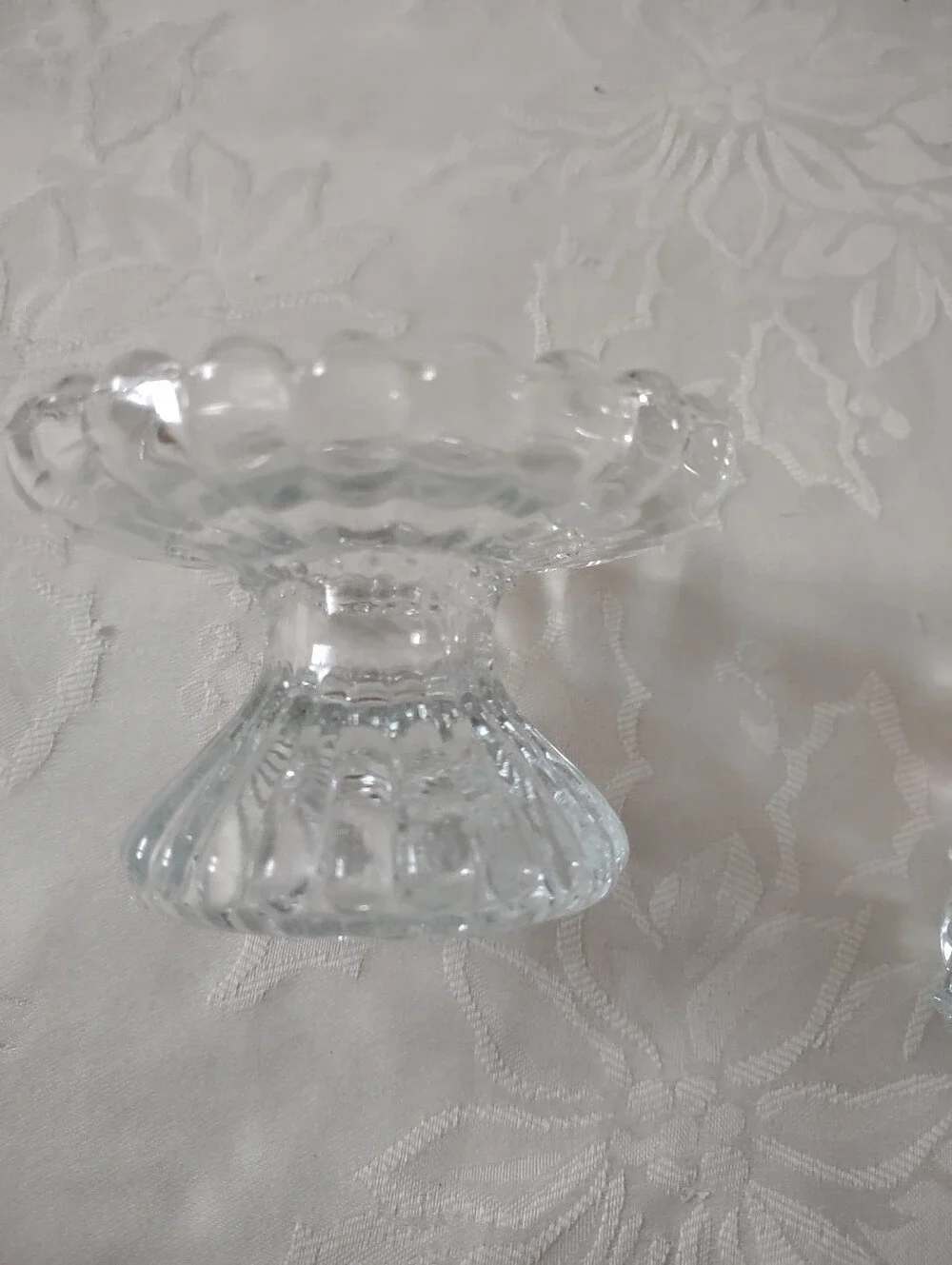 2 Piece Fairy Lamp Footed Base And Scalloped Diamond Cut Dome